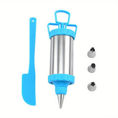 Stainless Steel Icing Gun Set with 3 Tips and Spatula