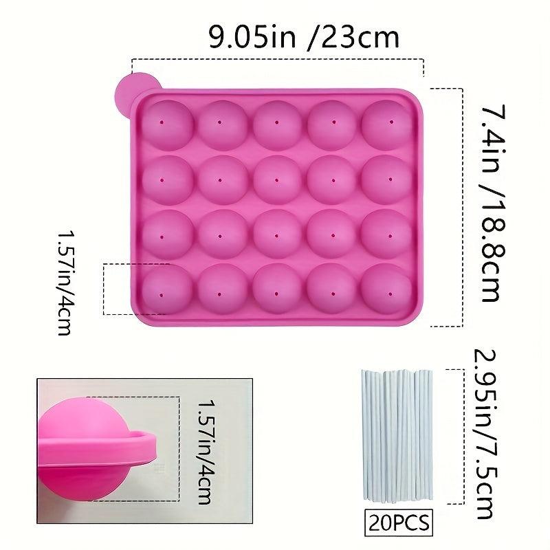 20 Grid Cake Pop Mold Set Lollipop Baking Ice Tray Chocolate Novelty Gift