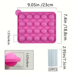20 Grid Cake Pop Mold Set Lollipop Baking Ice Tray Chocolate Novelty Gift