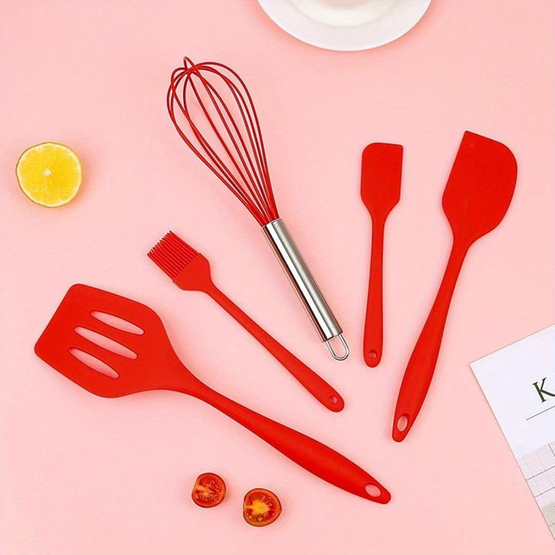 5pcs Silicone Kitchen Utensils Cookware Sets Spatula Shovel Whisk Kitchen Tools