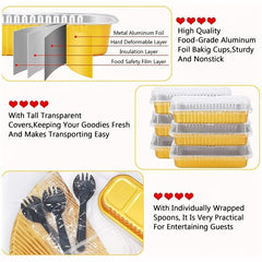 50pcs Foil Baking Cups Disposable Aluminum Pans for Cakes, Puddings, Tarts