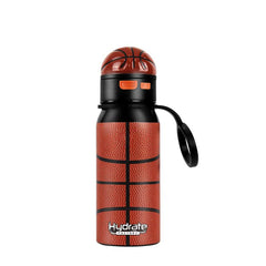 Stainless Steel Basketball Water Bottle with Straw Lid