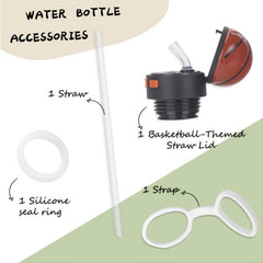 Stainless Steel Basketball Water Bottle with Straw Lid