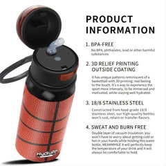 Stainless Steel Basketball Water Bottle with Straw Lid