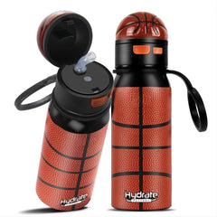Stainless Steel Basketball Water Bottle with Straw Lid