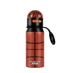 Stainless Steel Basketball Water Bottle with Straw Lid