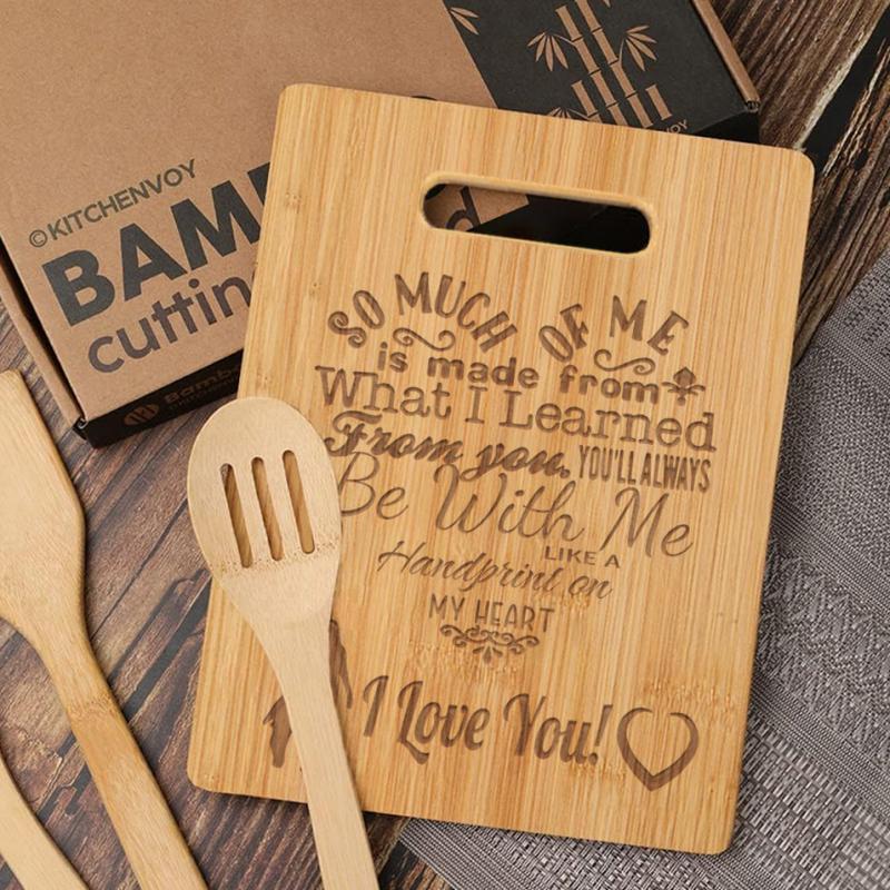 Love Heart Poem Bamboo Cutting Board - Mother's Birthday Gift