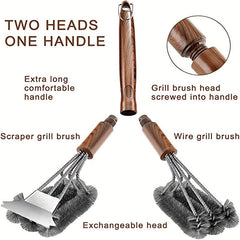 Heavy Duty BBQ Brush & Scraper Set with Carrying Bag
