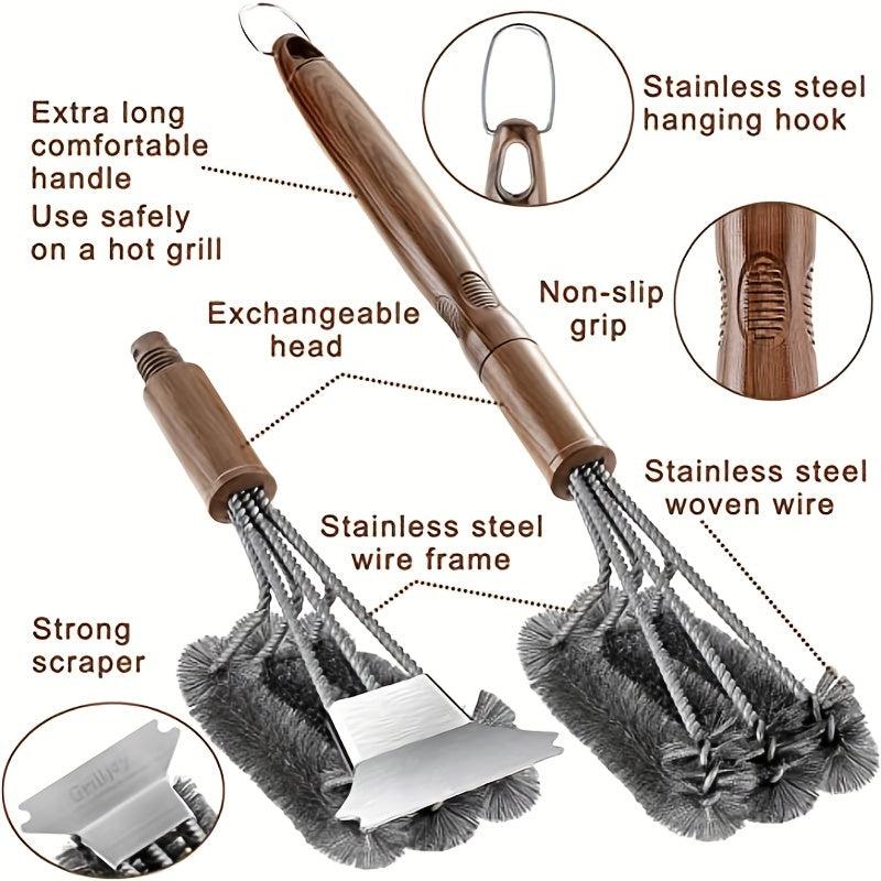 Heavy Duty BBQ Brush & Scraper Set with Carrying Bag