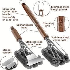 Heavy Duty BBQ Brush & Scraper Set with Carrying Bag