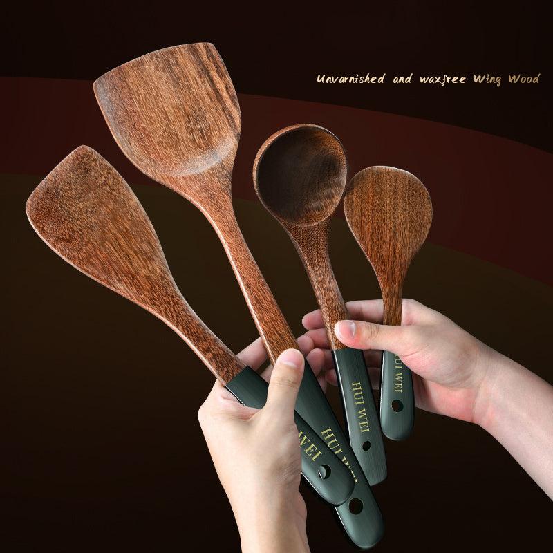 5pcs Wooden Utensil Set Safety Cooking Non Stick Kitchen Tools