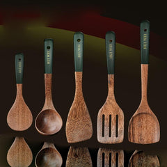 5pcs Wooden Utensil Set Safety Cooking Non Stick Kitchen Tools