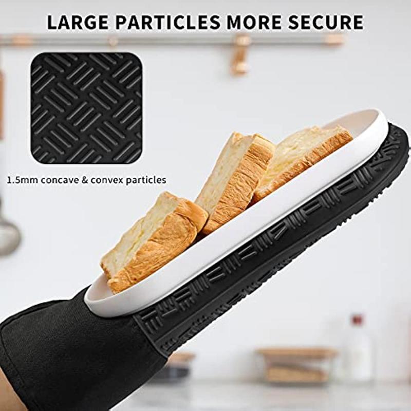 7-Pack Extra Long Oven Mitts and Pot Holders Set Heat Resistant Silicone Gloves