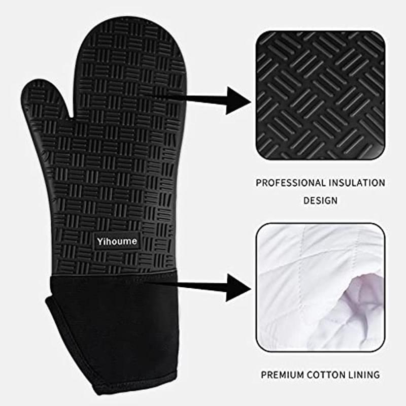 7-Pack Extra Long Oven Mitts and Pot Holders Set Heat Resistant Silicone Gloves