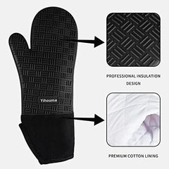 7-Pack Extra Long Oven Mitts and Pot Holders Set Heat Resistant Silicone Gloves