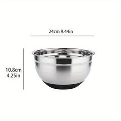 Non Slip Stainless Steel Egg Beater Basin Silicone Handle Baking Mixing Kneading