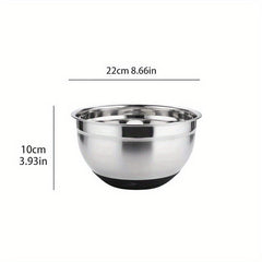 Non Slip Stainless Steel Egg Beater Basin Silicone Handle Baking Mixing Kneading