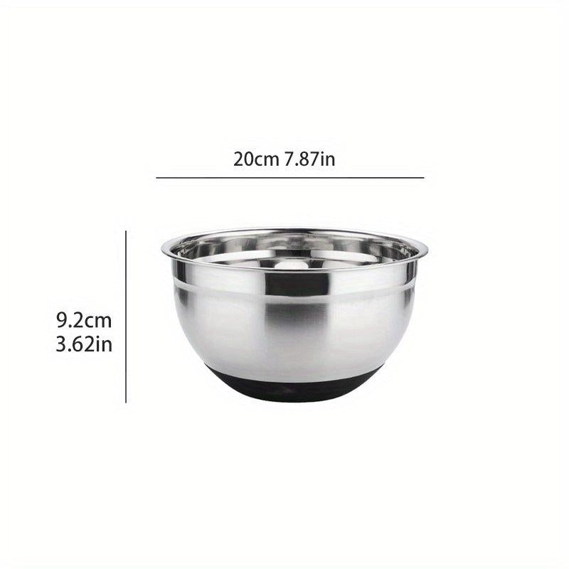Non Slip Stainless Steel Egg Beater Basin Silicone Handle Baking Mixing Kneading