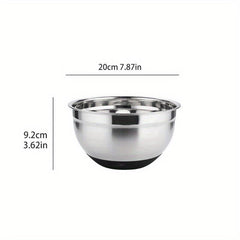 Non Slip Stainless Steel Egg Beater Basin Silicone Handle Baking Mixing Kneading