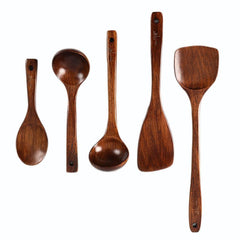 5pcs Wooden Shovel Non-stick Pot Special Wok Shovel Kitchen Utensils Set