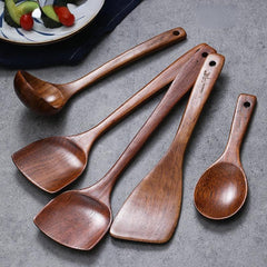 5pcs Wooden Shovel Non-stick Pot Special Wok Shovel Kitchen Utensils Set