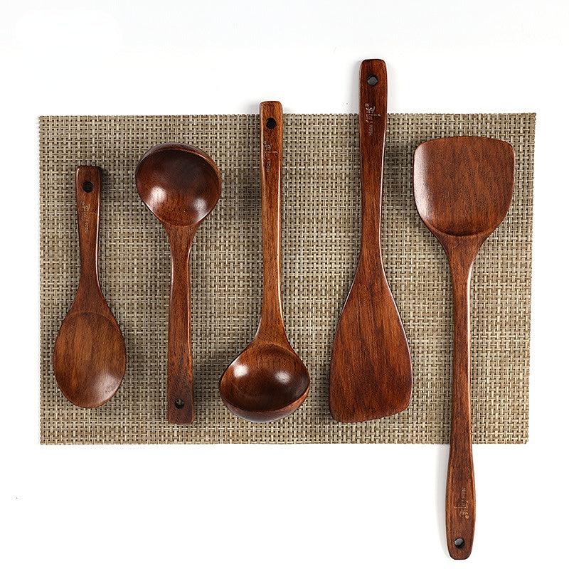 5pcs Wooden Shovel Non-stick Pot Special Wok Shovel Kitchen Utensils Set