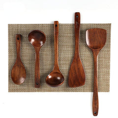 5pcs Wooden Shovel Non-stick Pot Special Wok Shovel Kitchen Utensils Set
