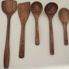 5pcs Wooden Shovel Non-stick Pot Special Wok Shovel Kitchen Utensils Set