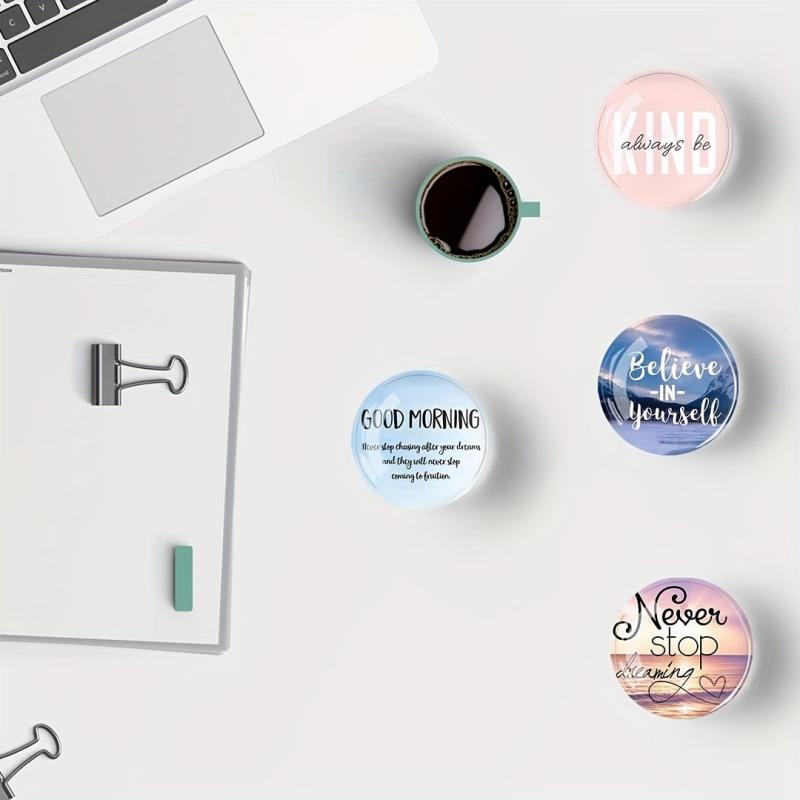 12pcs Glass Magnetic Refrigerator Magnet Fridge Sticker Motivational Decoration