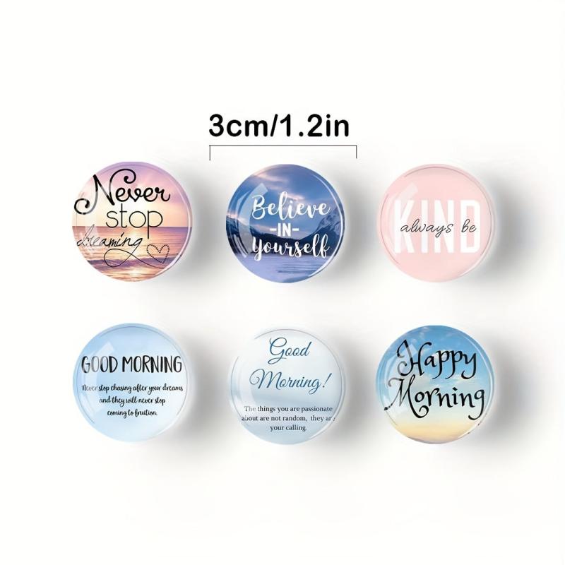 12pcs Glass Magnetic Refrigerator Magnet Fridge Sticker Motivational Decoration
