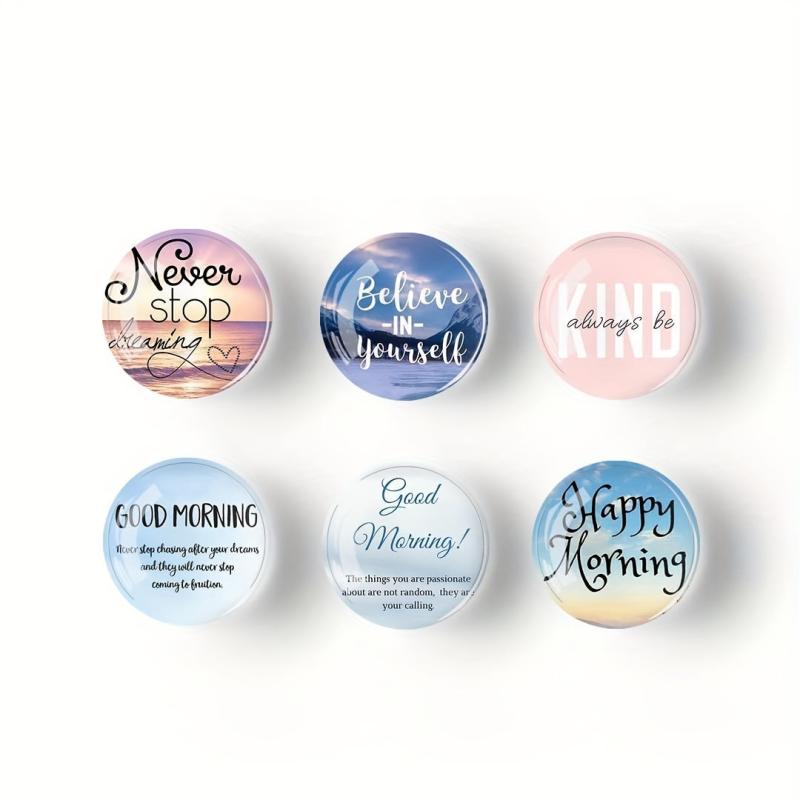 12pcs Glass Magnetic Refrigerator Magnet Fridge Sticker Motivational Decoration
