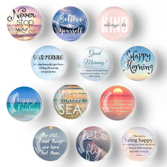 12pcs Glass Magnetic Refrigerator Magnet Fridge Sticker Motivational Decoration
