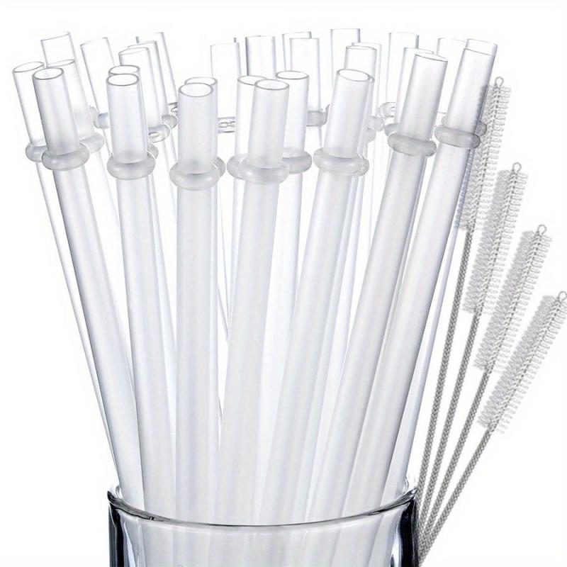 32 Pack Reusable Drinking Straws with Cleaning Brush, Colorful Solid Plastic