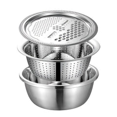 3pcs Set Colander Set Stainless Steel Vegetable Slicer Fruit Slicer