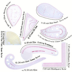 8 Style Ruler Set French Curve Sewing Tool for Dressmaking Clothing Designing