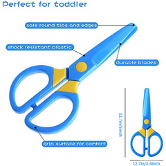 3pcs Plastic Students Scissors Safety Scissors Preschool Training Craft Scissors