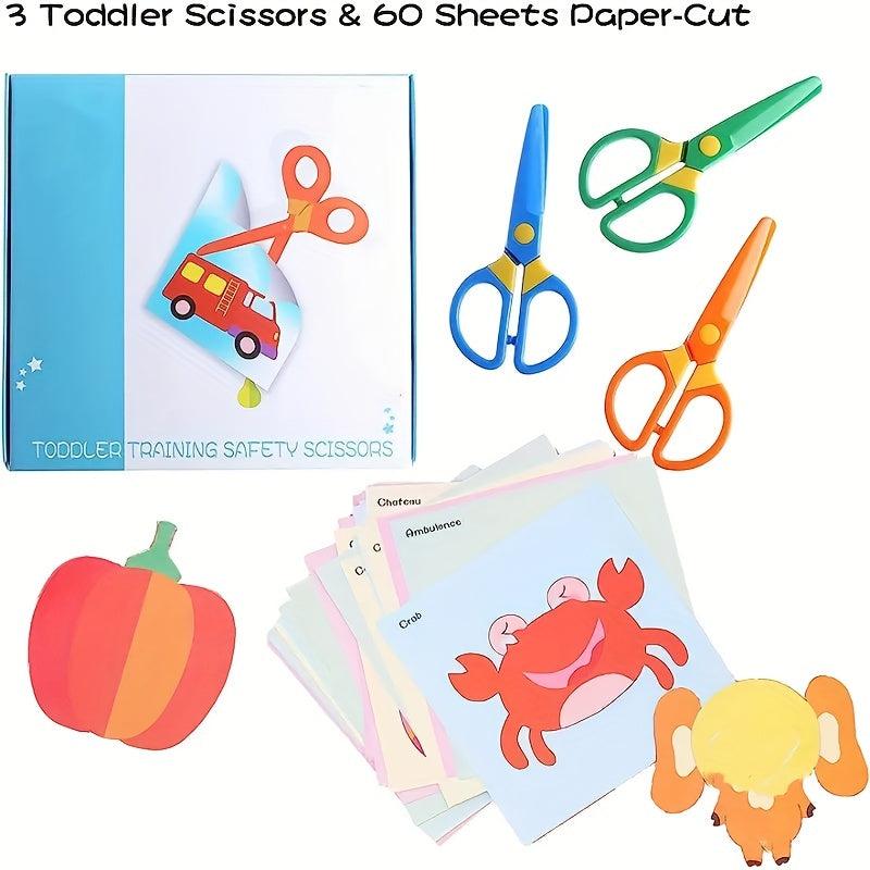 3pcs Plastic Students Scissors Safety Scissors Preschool Training Craft Scissors