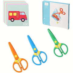 3pcs Plastic Students Scissors Safety Scissors Preschool Training Craft Scissors