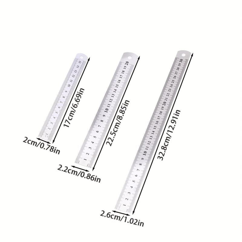 Stainless Steel Ruler 14 19 30 0cm Imperial & Metric Mechanical Ruler