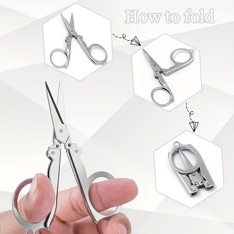 Stainless Steel Folding Scissors Travel Convenient Office School Stationery