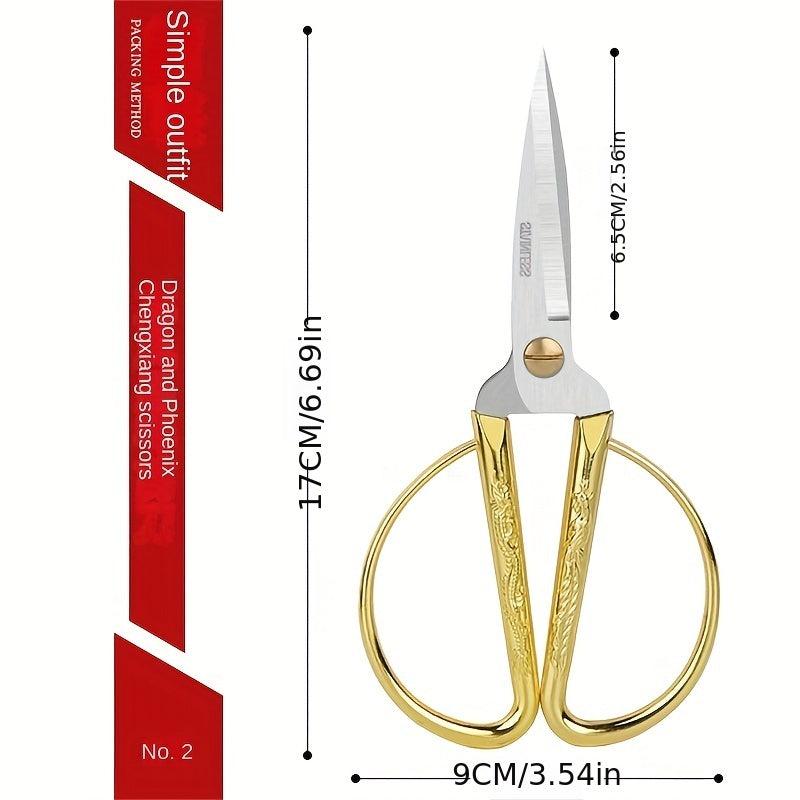 Golden Plated Dragon & Phoenix Tailor Scissors for Sewing & Crafts