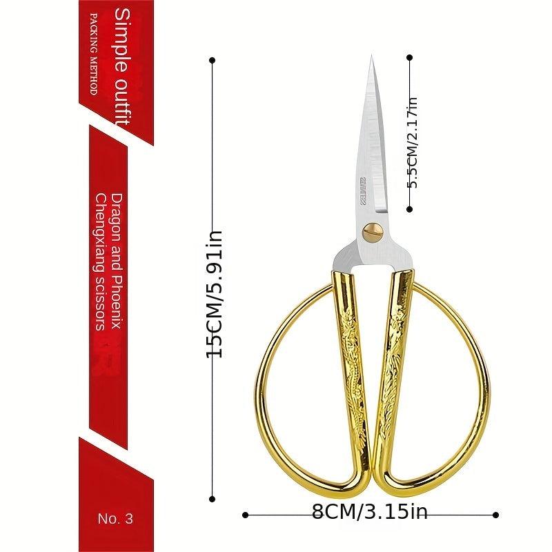 Golden Plated Dragon & Phoenix Tailor Scissors for Sewing & Crafts