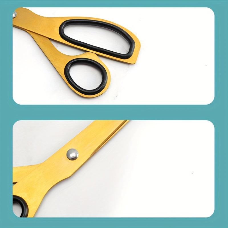 1pc Golden Stainless Steel Asymmetrical Scissors for Office Decoration