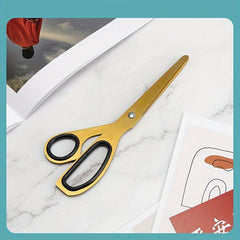 1pc Golden Stainless Steel Asymmetrical Scissors for Office Decoration