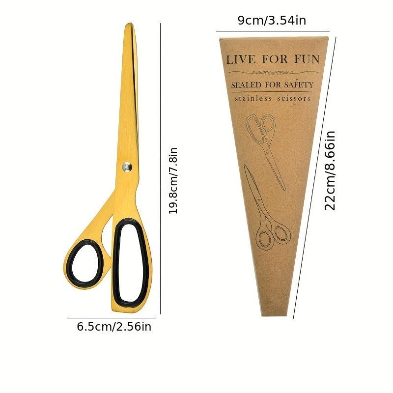 1pc Golden Stainless Steel Asymmetrical Scissors for Office Decoration