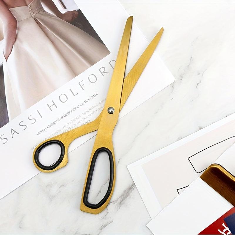 1pc Golden Stainless Steel Asymmetrical Scissors for Office Decoration