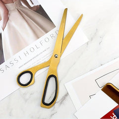 1pc Golden Stainless Steel Asymmetrical Scissors for Office Decoration