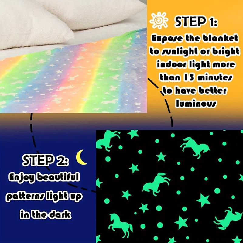 Soft & Cozy Glow in the Dark Unicorn Blanket for Kids - All Seasons