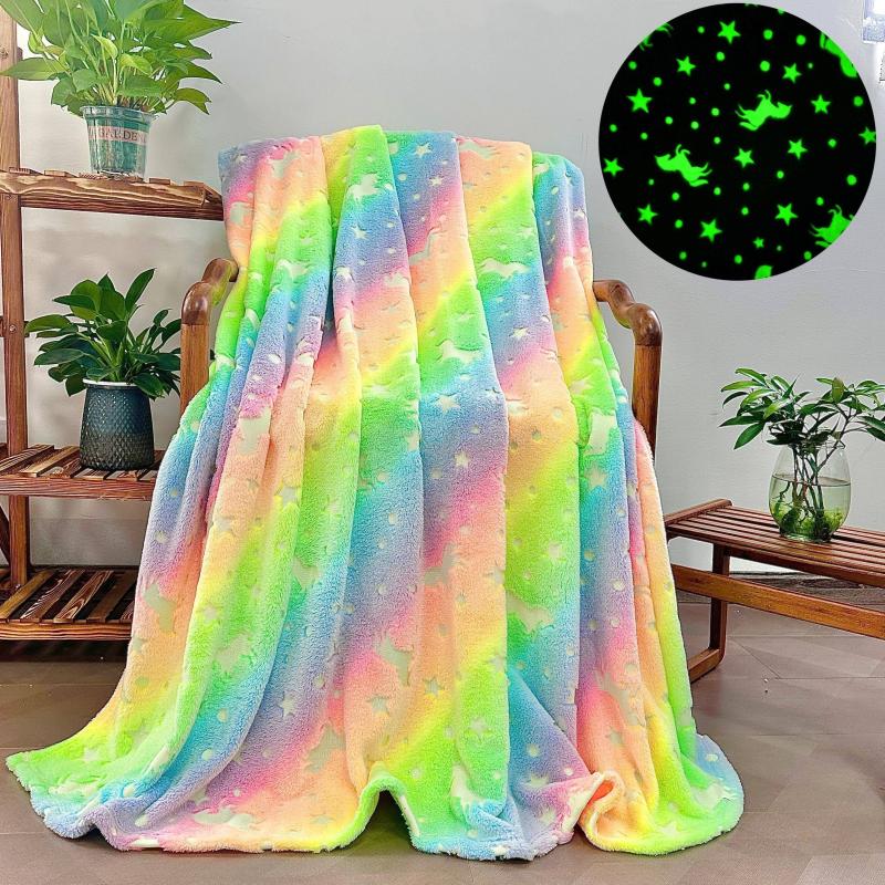 Soft & Cozy Glow in the Dark Unicorn Blanket for Kids - All Seasons
