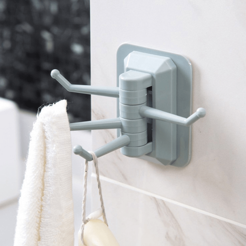 Adhesive Storage Towel Rack Swivel Wash Cloth Organizer